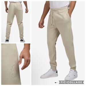 Polo Ralph Lauren Leather Pony Double Knit Jogger Pants 1XB Classic Stone Beige